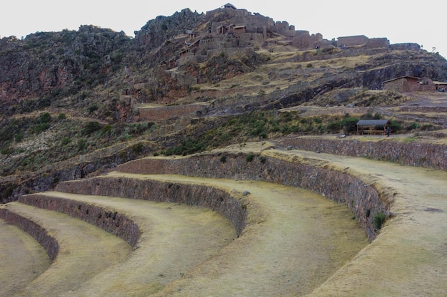 Parc archéologique de Pisac, Pérou. Ruines incas et terrasses agricoles