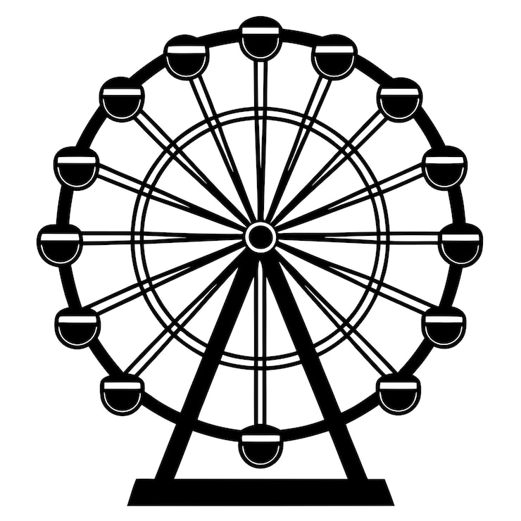 Photo parc d'attractions à silhouette de roue de ferry