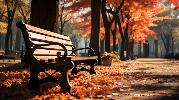 parc d'automne dans le parc et bancs