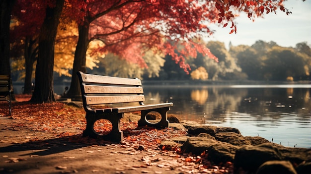 parc d'automne dans le parc et bancs