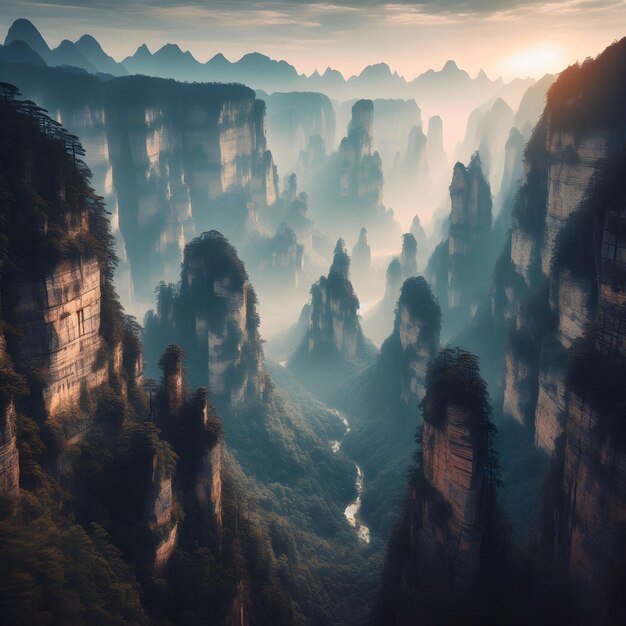 Photo parc forestier national de zhangjiajie en chine