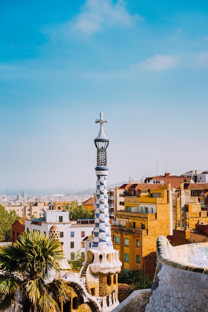 Parc Guel Barcelone Espagne Célèbre exemple d'architecture en mosaïque unique bâtiment touristique lieu le plus visité