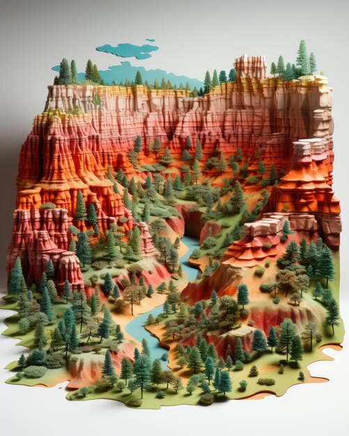 Le parc national de Bryce Canyon dans l'Utah aux États-Unis avec des engins 3D et un arrière-plan isolé