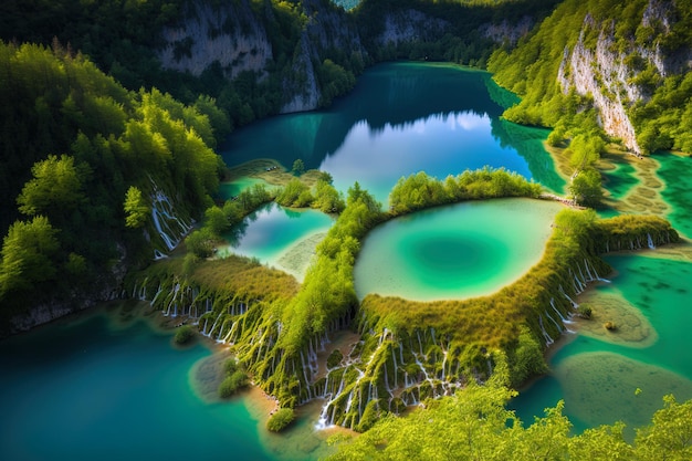 Le parc national des lacs de Plitvice en Croatie contient le lac Gradinsko