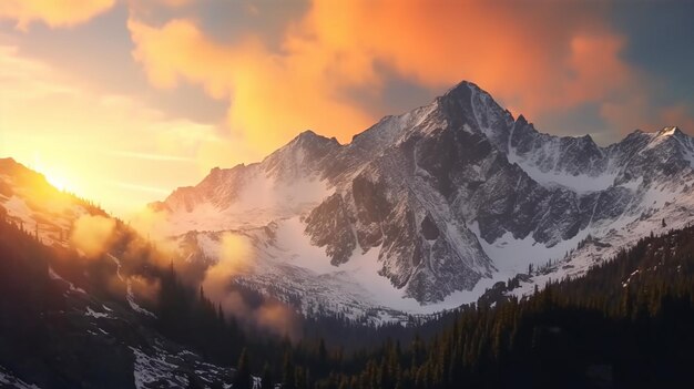 Parc national des Tatras un lac dans les montagnes à l'aube du soleil Pologne