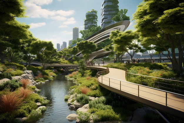 Un parc urbain moderne avec des espaces verts et durable 00380 00