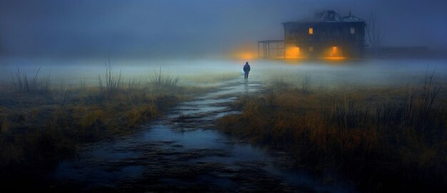 parc vide et brume