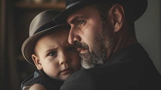 Photo la parentalité élégante fedora flair et l'amour paternel