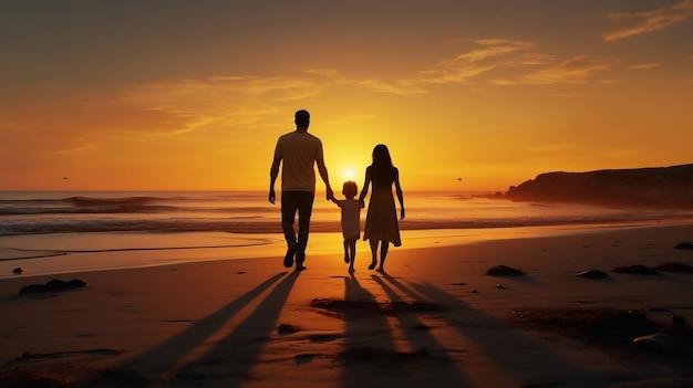 Parents avec enfant sur la plage Ai