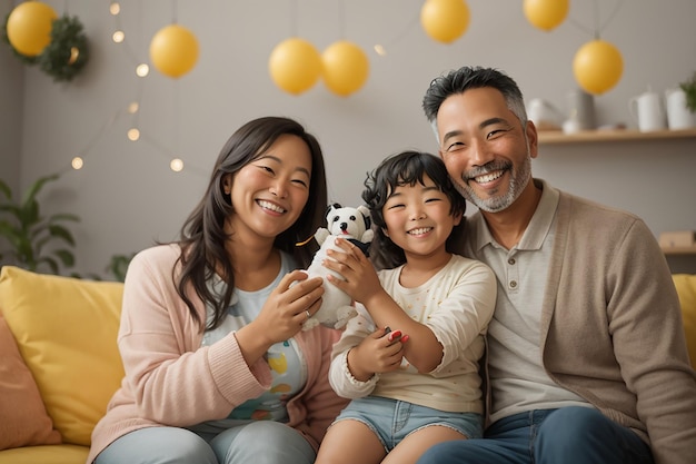 Des parents heureux avec un enfant.