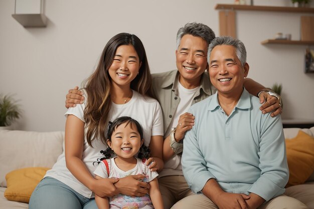 Photo des parents heureux avec un enfant.