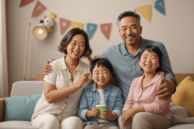 Des parents heureux avec un enfant.