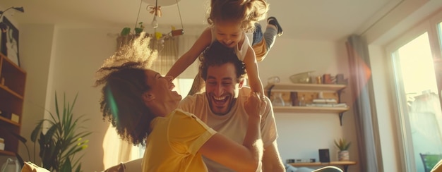 Photo les parents jouent avec leurs petits enfants ia générative