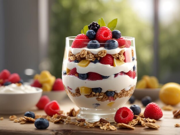 Parfait au yaourt, fruits et granola