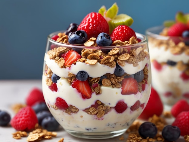 Parfait au yaourt, fruits et granola