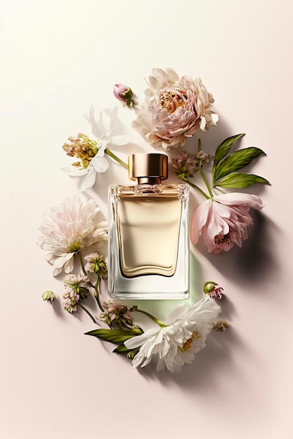 Parfum avec arôme floral éclaté Generative AI