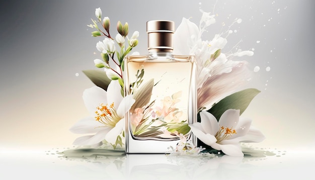 Parfum avec arôme floral éclaté Generative AI