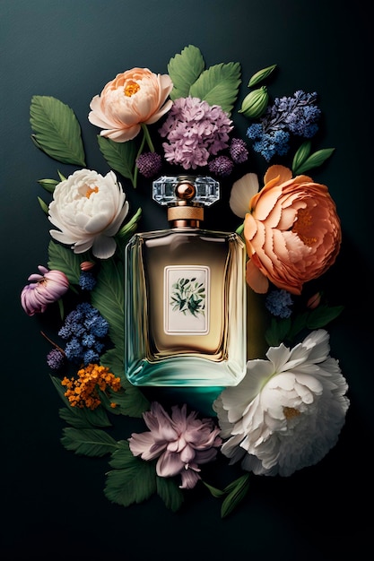 Parfum avec arôme floral éclaté Generative AI