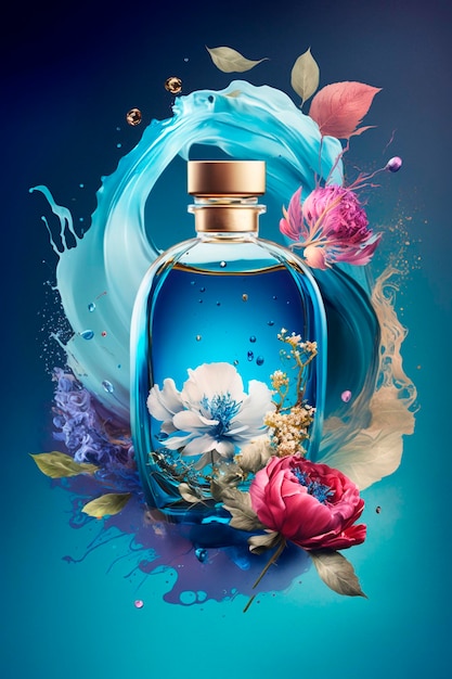 Parfum avec arôme floral éclaté Generative AI