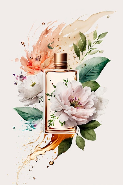 Parfum avec arôme floral éclaté Generative AI