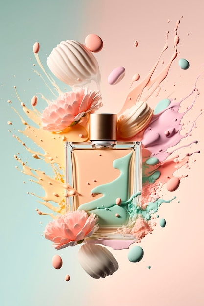 Parfum avec arôme floral éclaté Generative AI