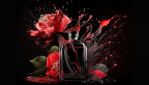 Parfum avec arôme floral éclaté Generative AI