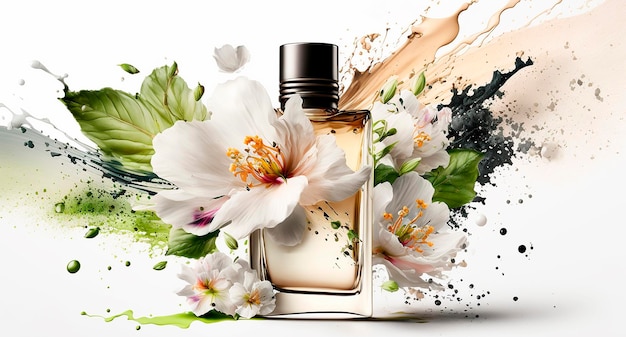 Parfum avec arôme floral éclaté Generative AI