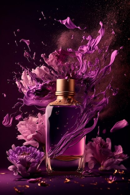 Parfum avec arôme floral éclaté Generative AI