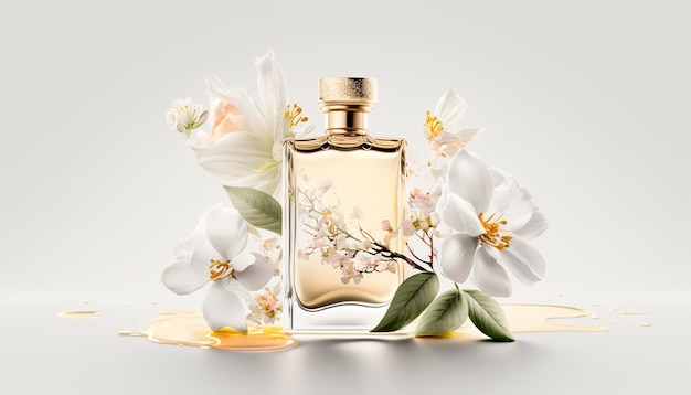 Parfum avec arôme floral éclaté Generative AI