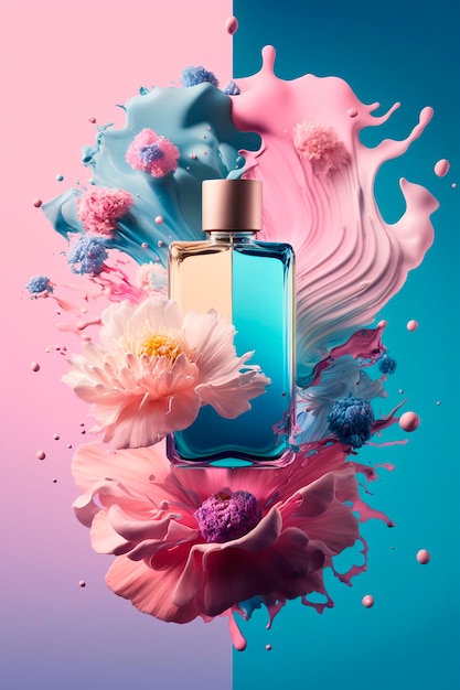 Parfum avec arôme floral éclaté Generative AI