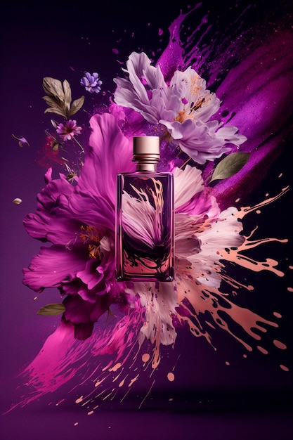 Parfum avec arôme floral éclaté Generative AI