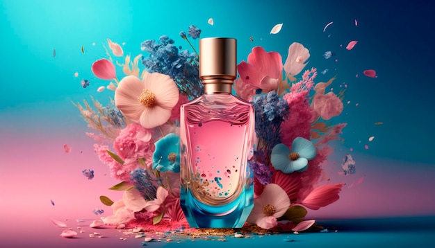 Parfum avec arôme floral éclaté Generative AI