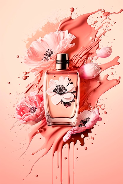 Parfum avec arôme floral éclaté Generative AI