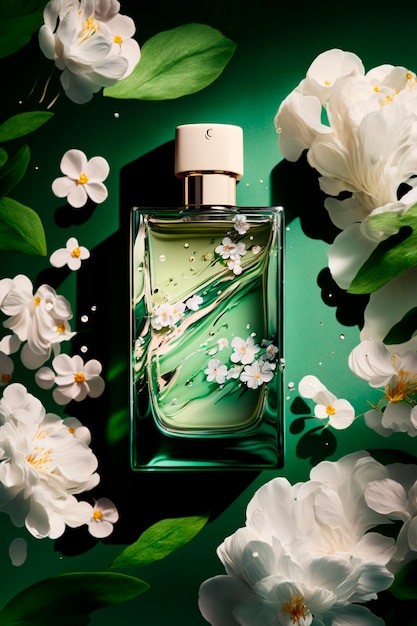 Photo parfum avec arôme floral éclaté generative ai
