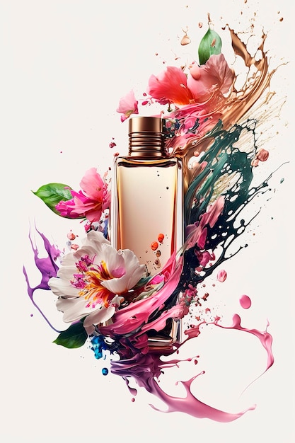 Parfum avec arôme floral éclaté Generative AI