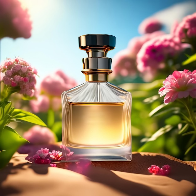 Parfum de luxe au parfum floral pour les femmes dans le jardin fleuri Generative AI