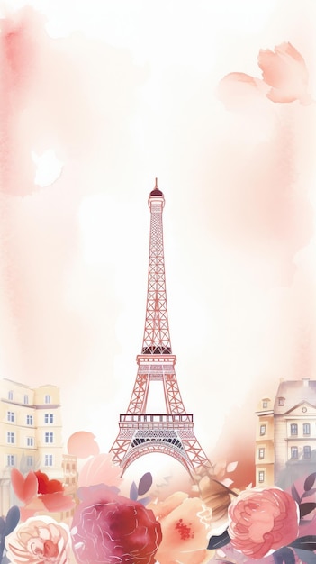 Paris fond romantique Illustration Generative AIxD