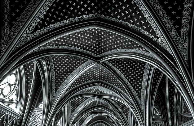 Paris France24 septembre 2017 Noir et blanc à l'intérieur de la Sainte Chapelle