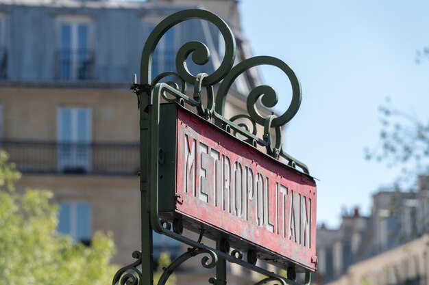 Paris Metro Metropolitain Sign détail style liberty