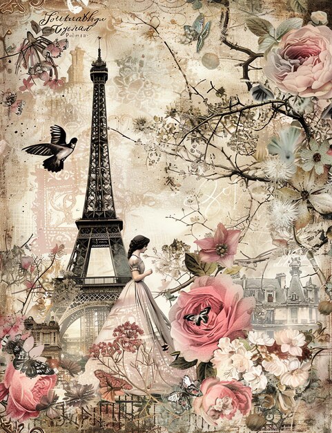 Photo paris scrapbooking papier peint de style victorien printemps