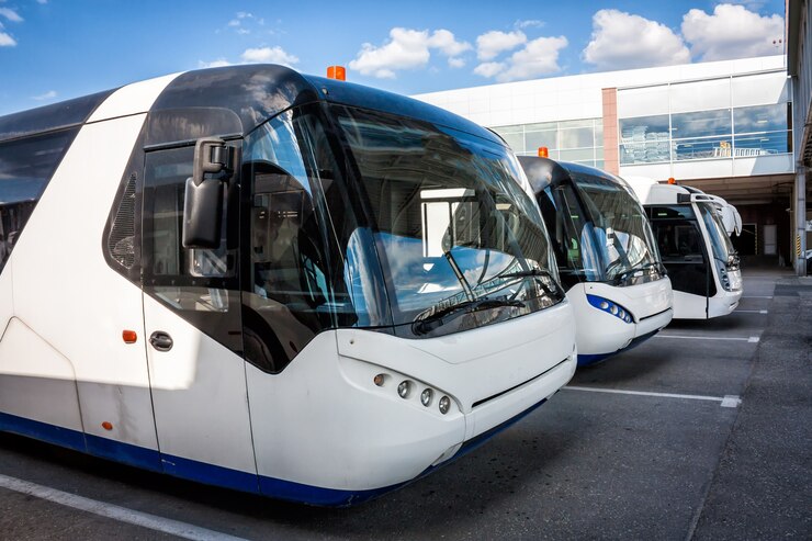 Photo parking bus de l'aéroport