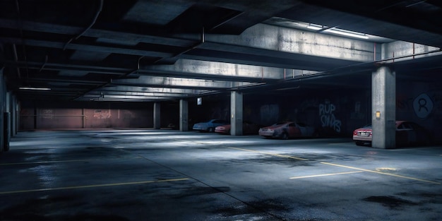 Un parking sombre et vide