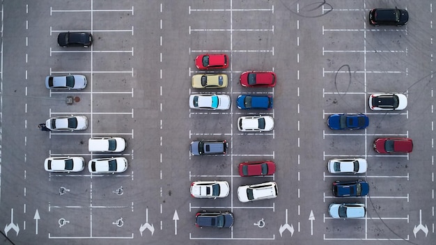 Parking voiture vu d'en haut Vue aérienne Vue de dessus