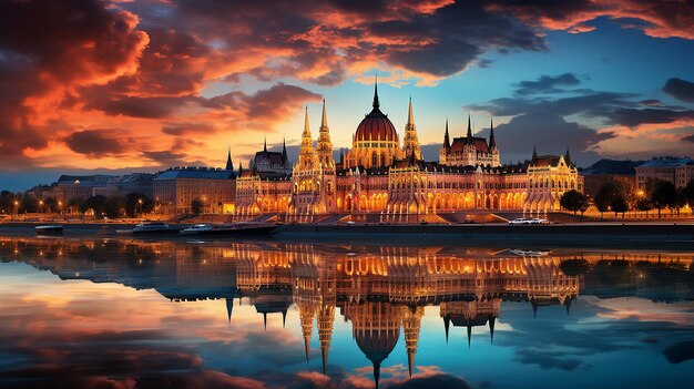 Le Parlement hongrois de Budapest et la vue captivante de Riverside