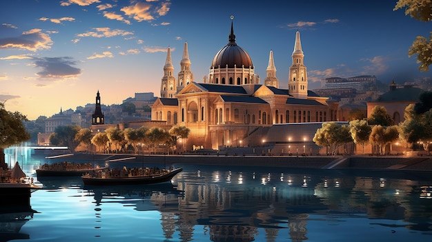 Photo le parlement hongrois de budapest et la vue captivante de riverside