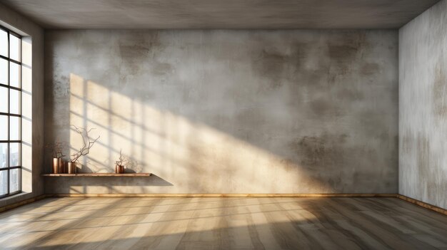 Photo paroi grise vide intérieur de la pièce studio toile de fond en béton et sol en ciment