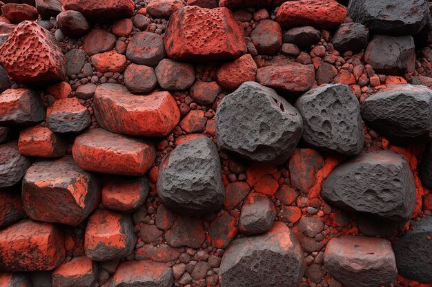 Photo paroi de roche volcanique de lave rouge