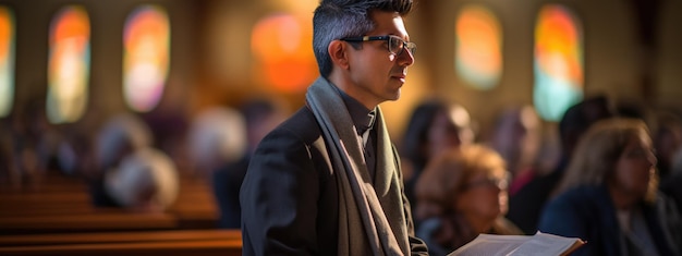 Photo un paroissien dans une église