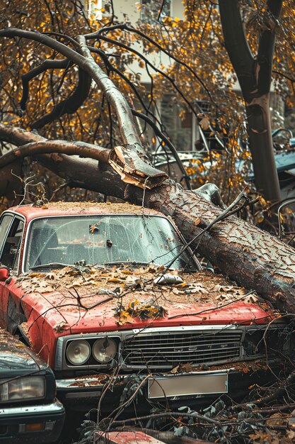 Parqué devant un arbre tombé