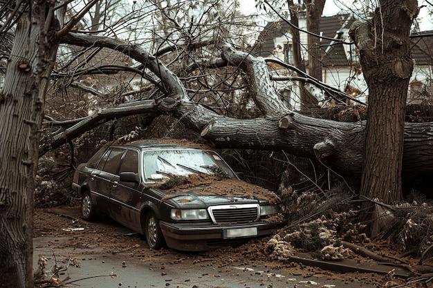 Parqué devant un arbre tombé